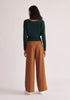 Paisie Belted Pleated Wide Leg Trousers in Brown Back